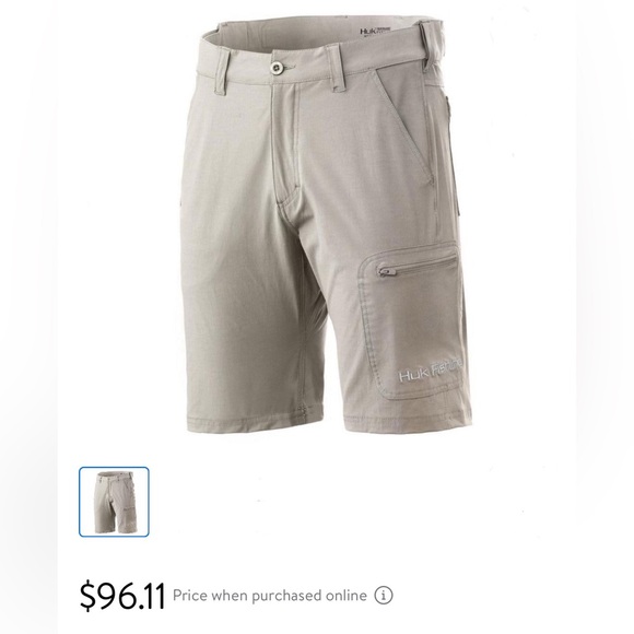 Huk NXTLVL Men - Tan- Next Level Performance Fishing Shorts 10.5” Inseam - Picture 6 of 6